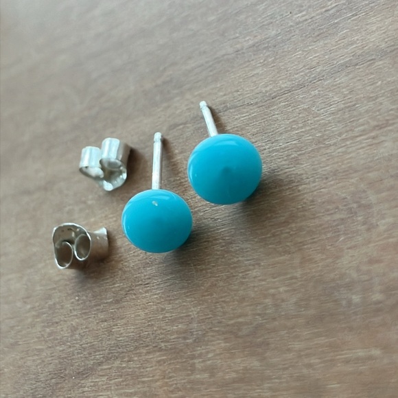 Verre Modern Handblown Glass Stud Earrings Turquoise color - Picture 2 of 2